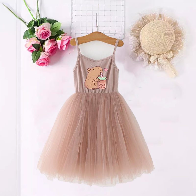 Summer Clothing Baby Girl - Capybara 여자 드레스 애니메이션 인쇄 귀여운