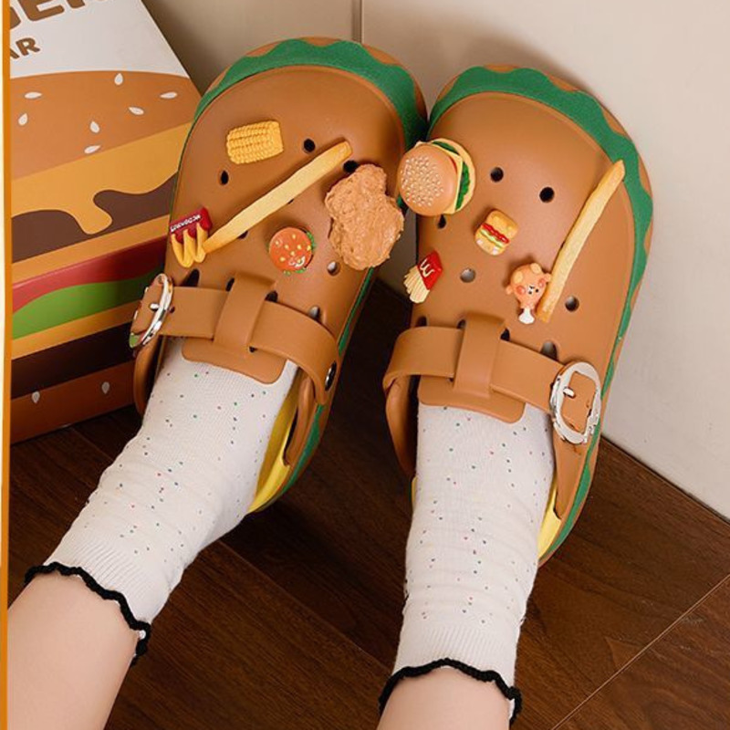 재미 있은 햄버거 여름 슬리퍼 귀여운 만화 액세서리 신 - Summer Clothing Wraps 리뷰 및 가격