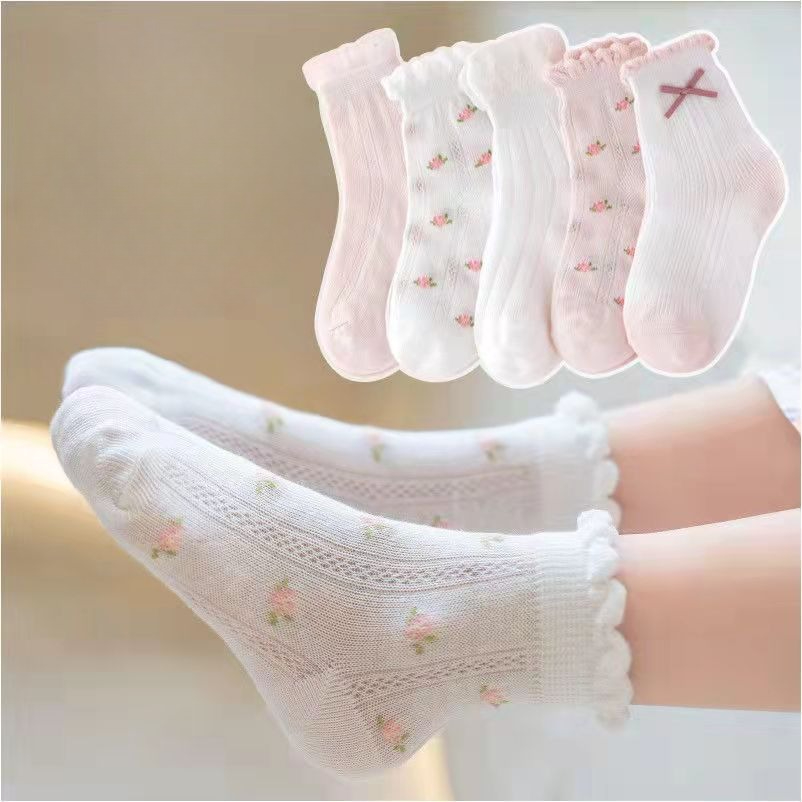 여자 양말 귀여운 꽃 패턴 Kods 양말 5 짝/몫 어 - Summer Clothing Baby Girl 리뷰 및 가격